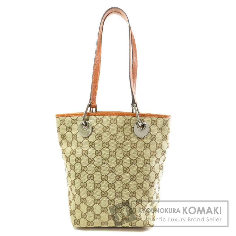 Gucci GG Canvas Eclipse Tote Shoulder Bag Beige Brown